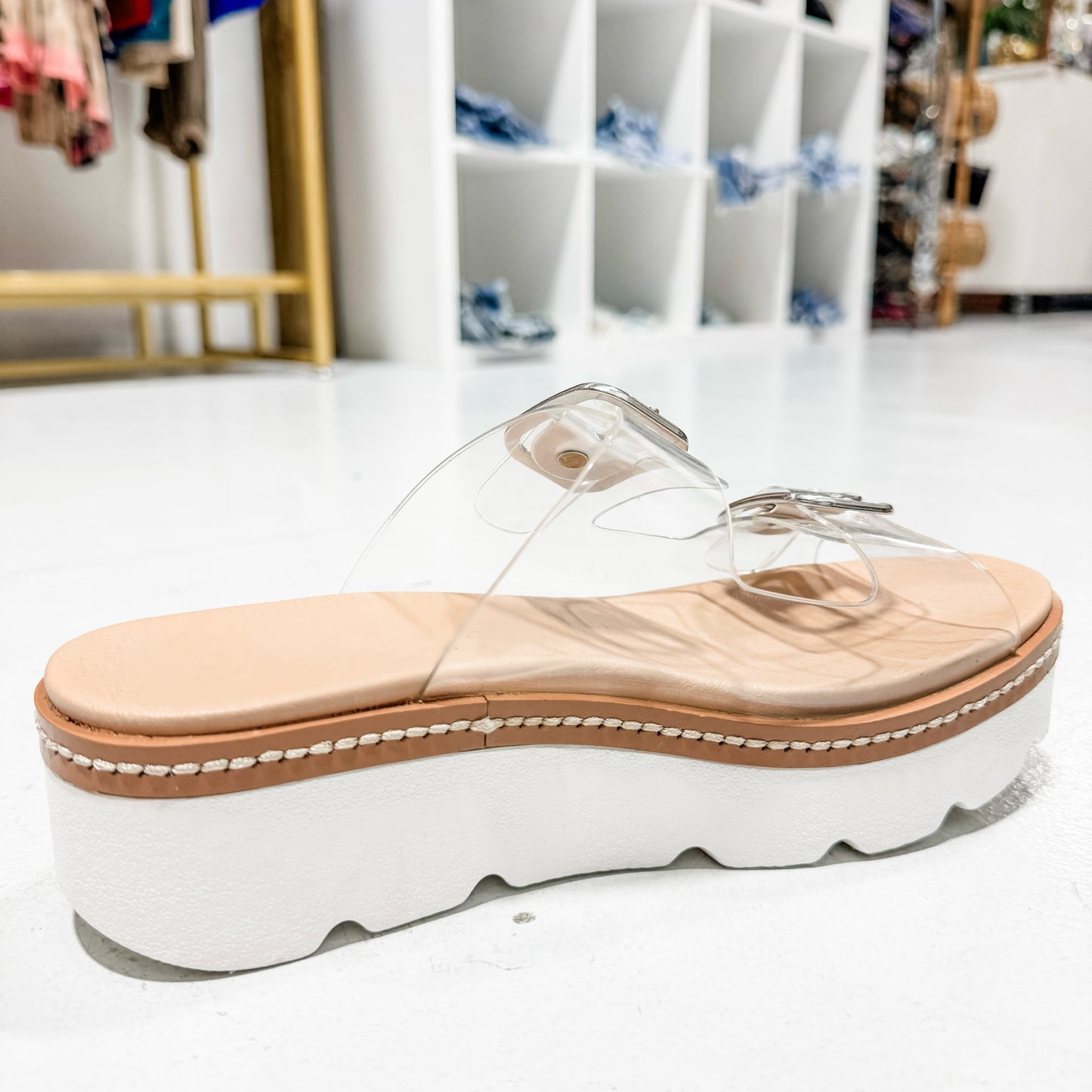 Say Hello Clear Platform Sandals