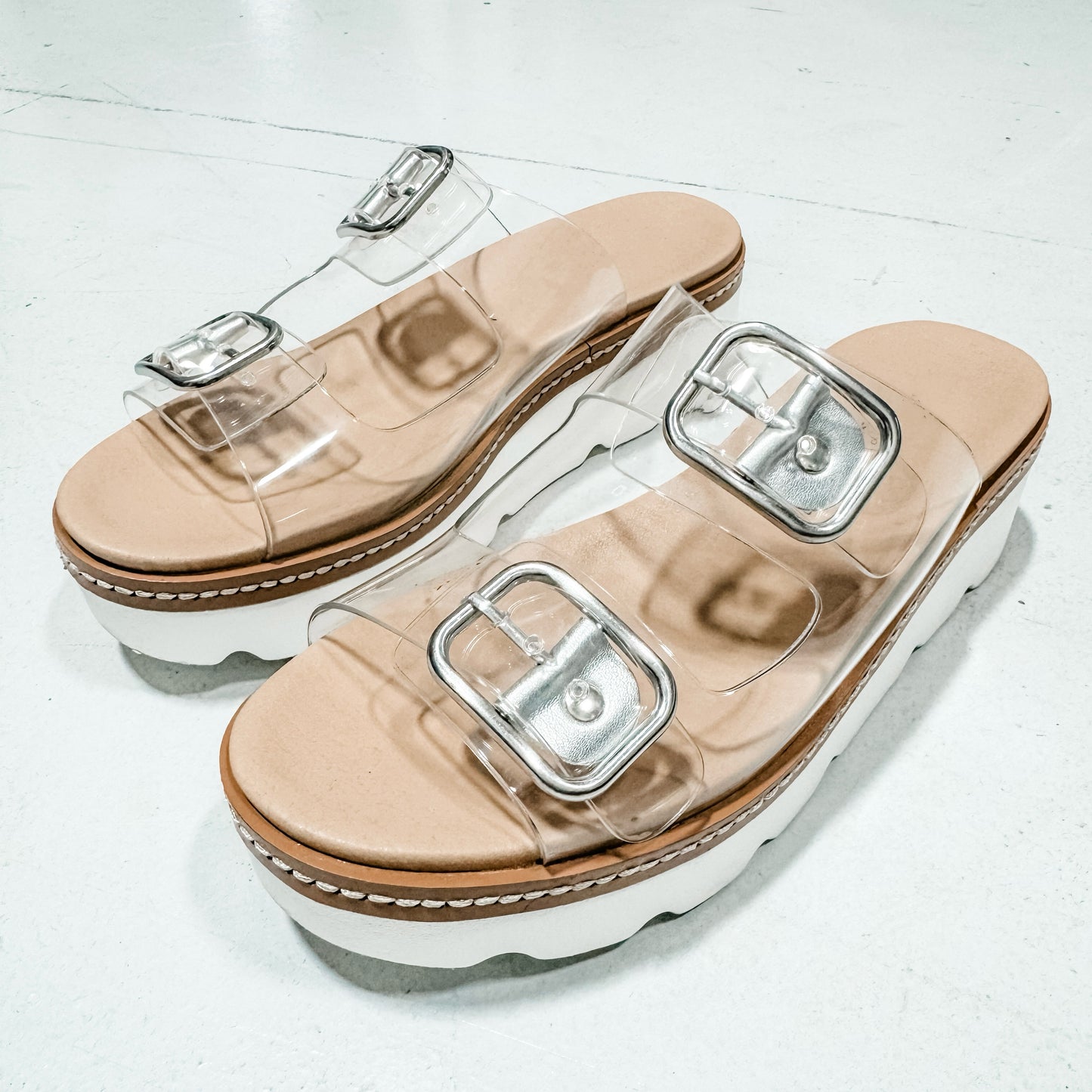 Say Hello Clear Platform Sandals