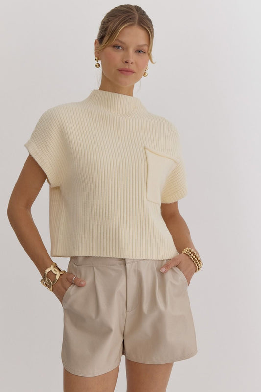 Metallic High Rise Short in Ecru