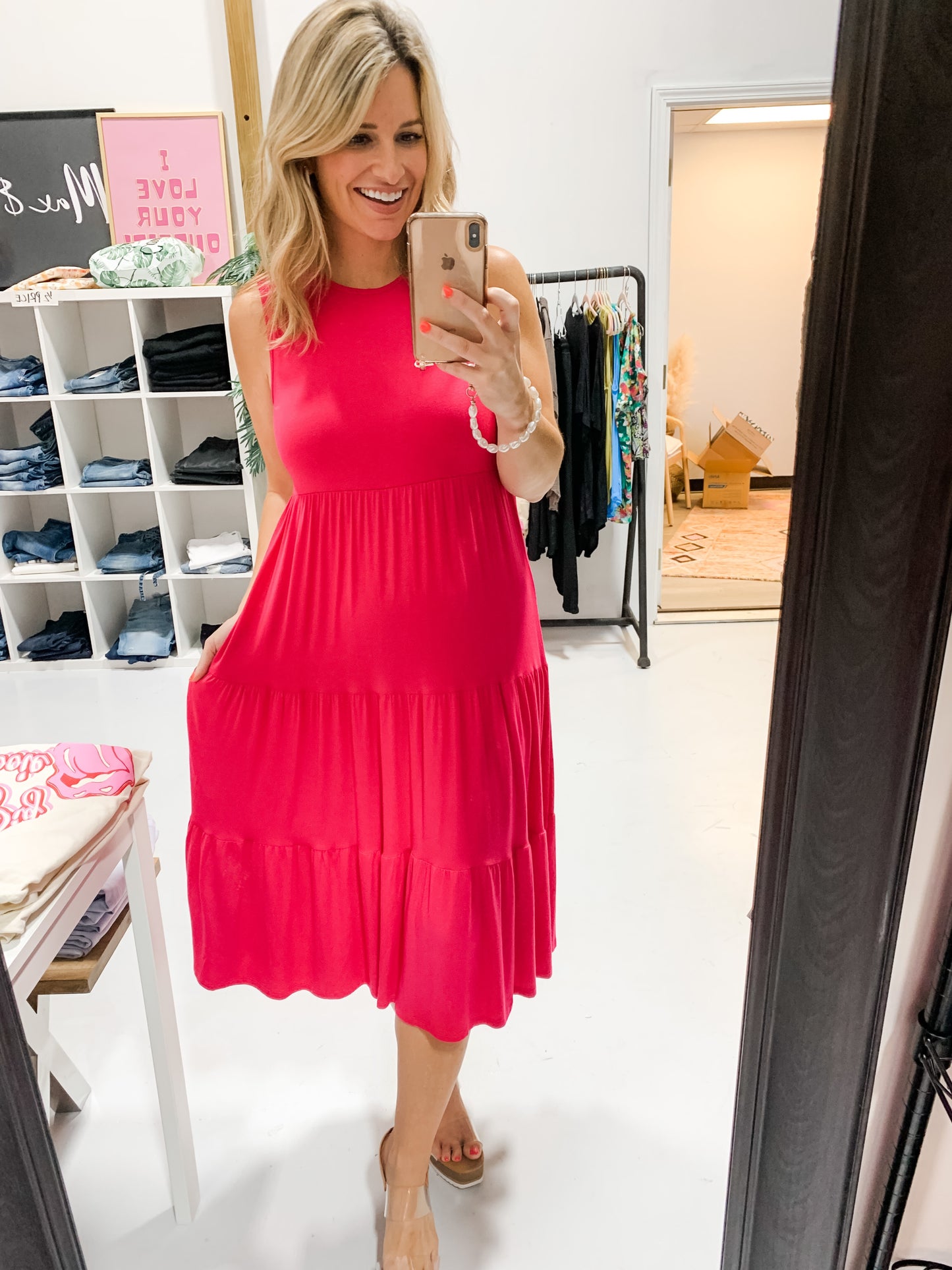 Sweet Escape Midi Dress in Fuchsia