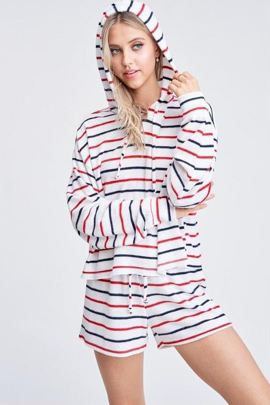 Red And Blue Striped Lounge Set
