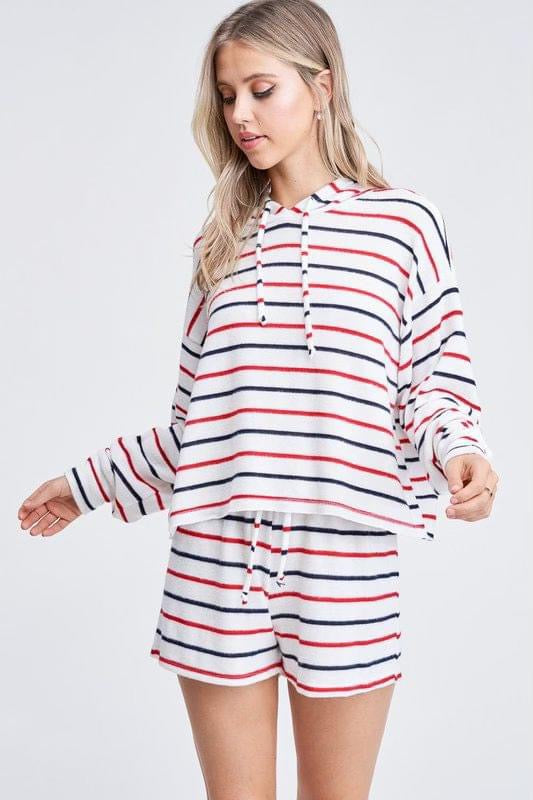 Red And Blue Striped Lounge Set