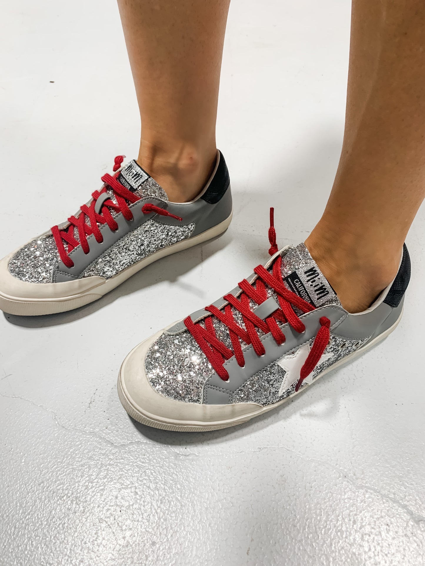 Sparkly Sneaker with Red Shoelaces