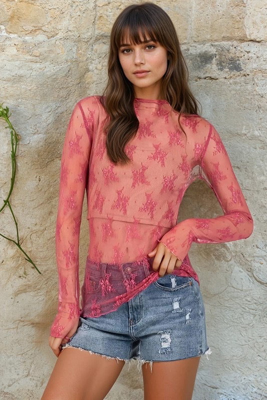Chic Sheer Moment Top in Rose