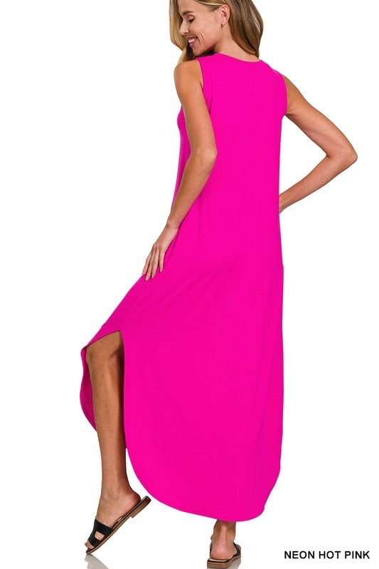Easy Days Midi Dress in Neon Hot Pink