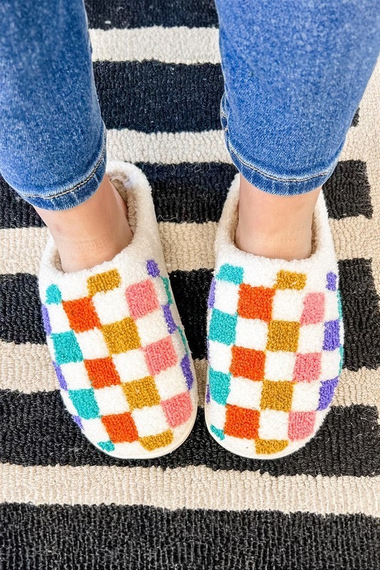 Checkered Slippers in Multi