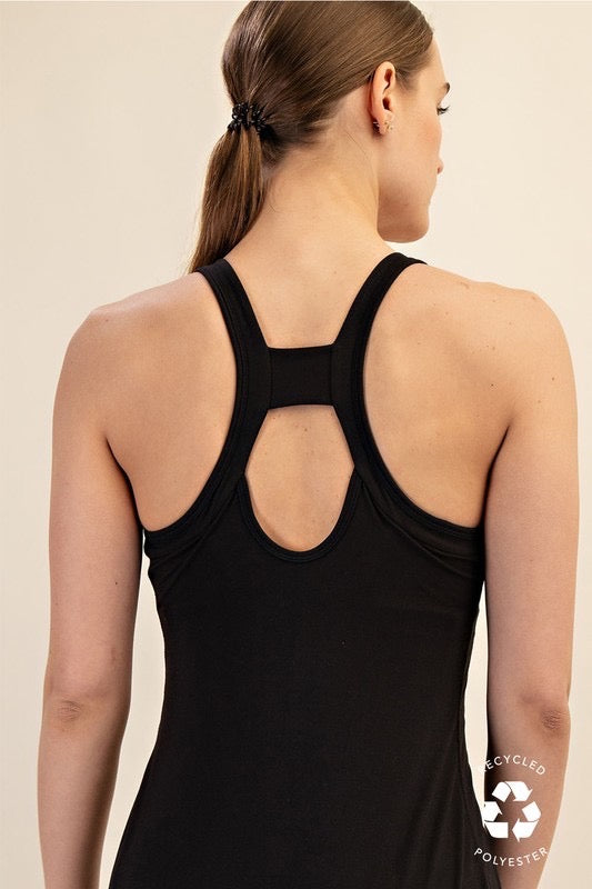 Court Side Cutie Romper Dress in Black