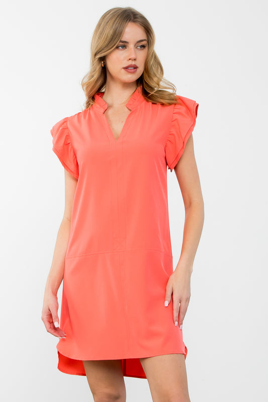Trendy and Timeless Shift Dress in Peachy Coral