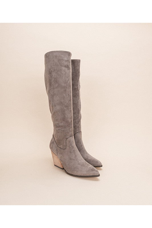 LACEY-WESTERN KNEE HIGH BOOTS-Grey