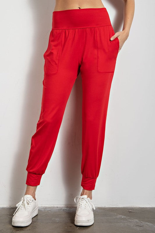 Butter Soft Joggers in Red