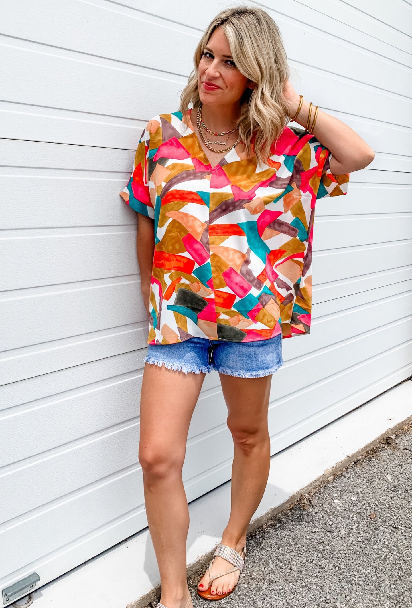 Vibrant Colorful Print Top