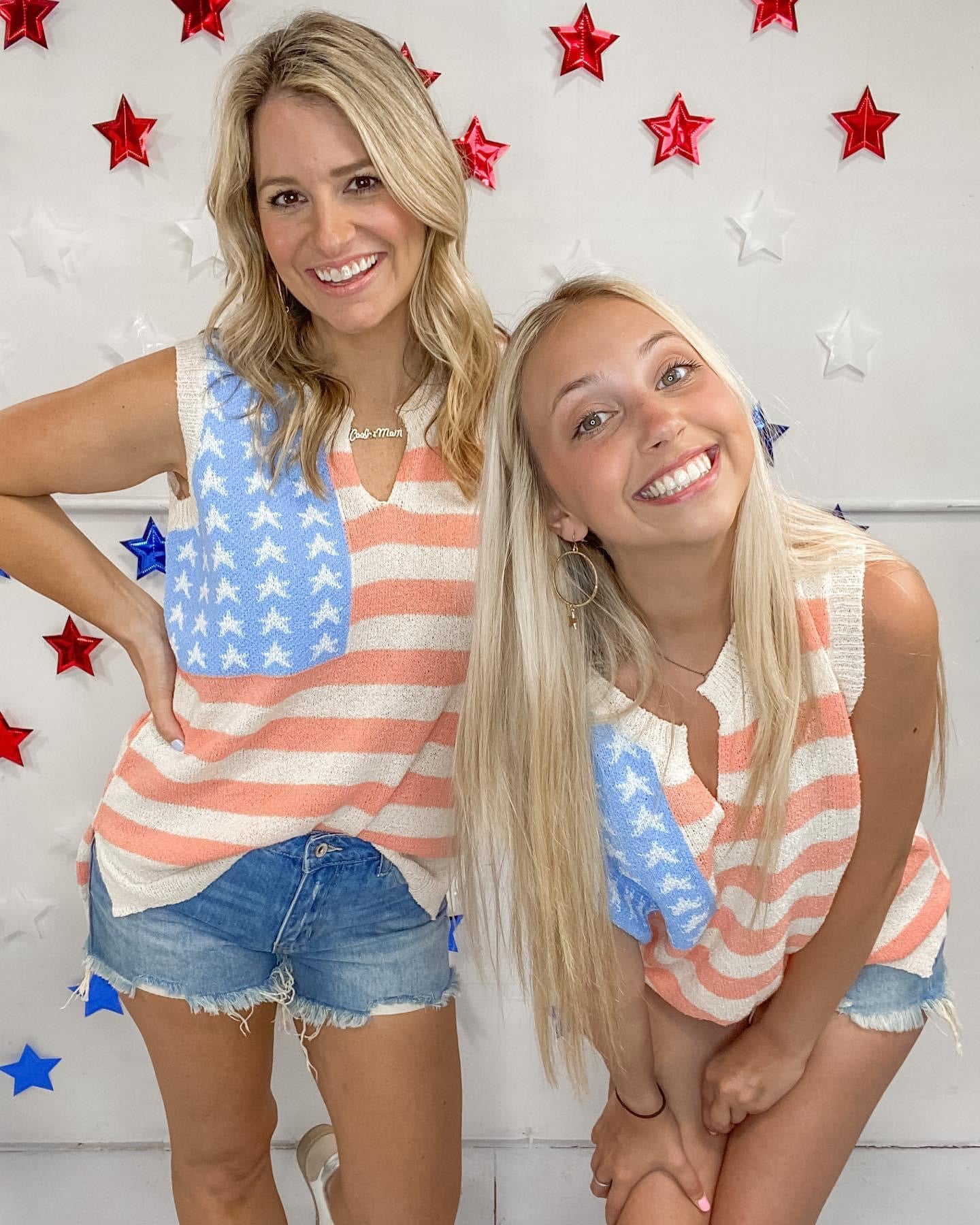 American Flag Sleeveless Sweater