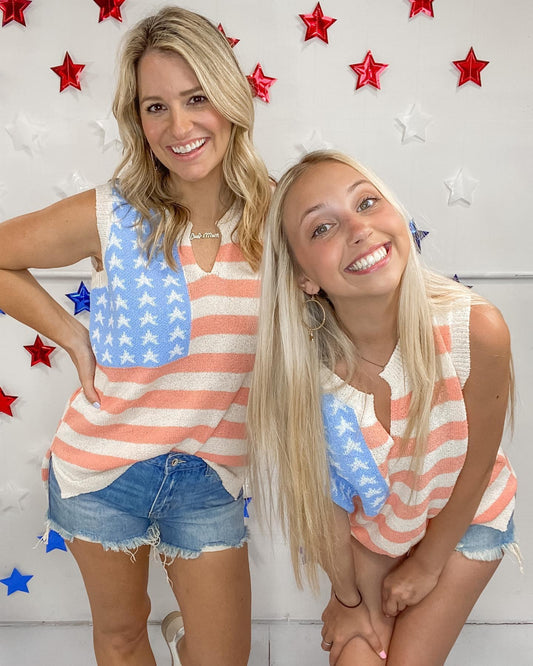 American Flag Sleeveless Sweater