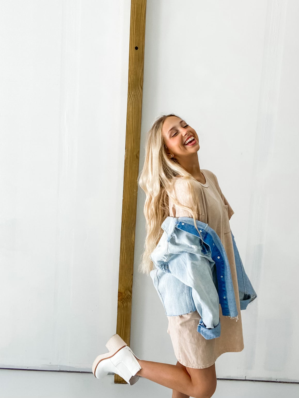 Your Favorite Acid Washed Dress in Taupe