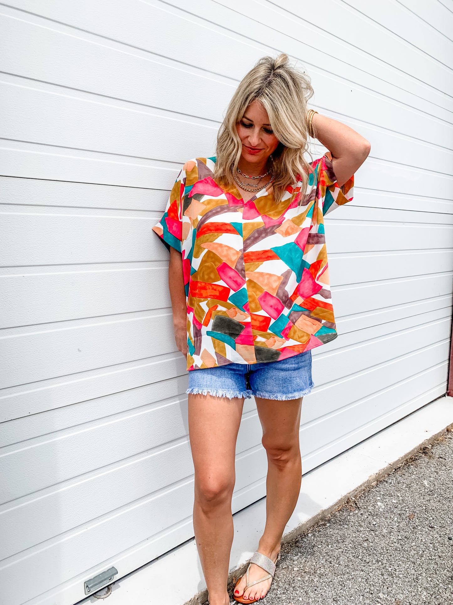 Vibrant Colorful Print Top
