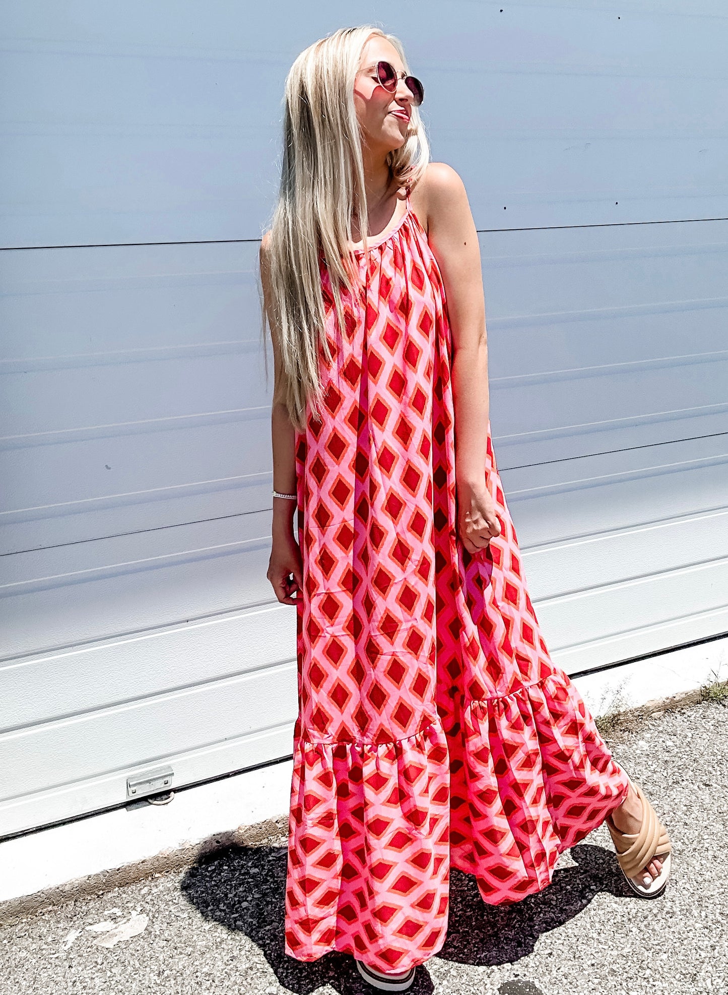 Gorgeous Geometric Maxi Dress in Red