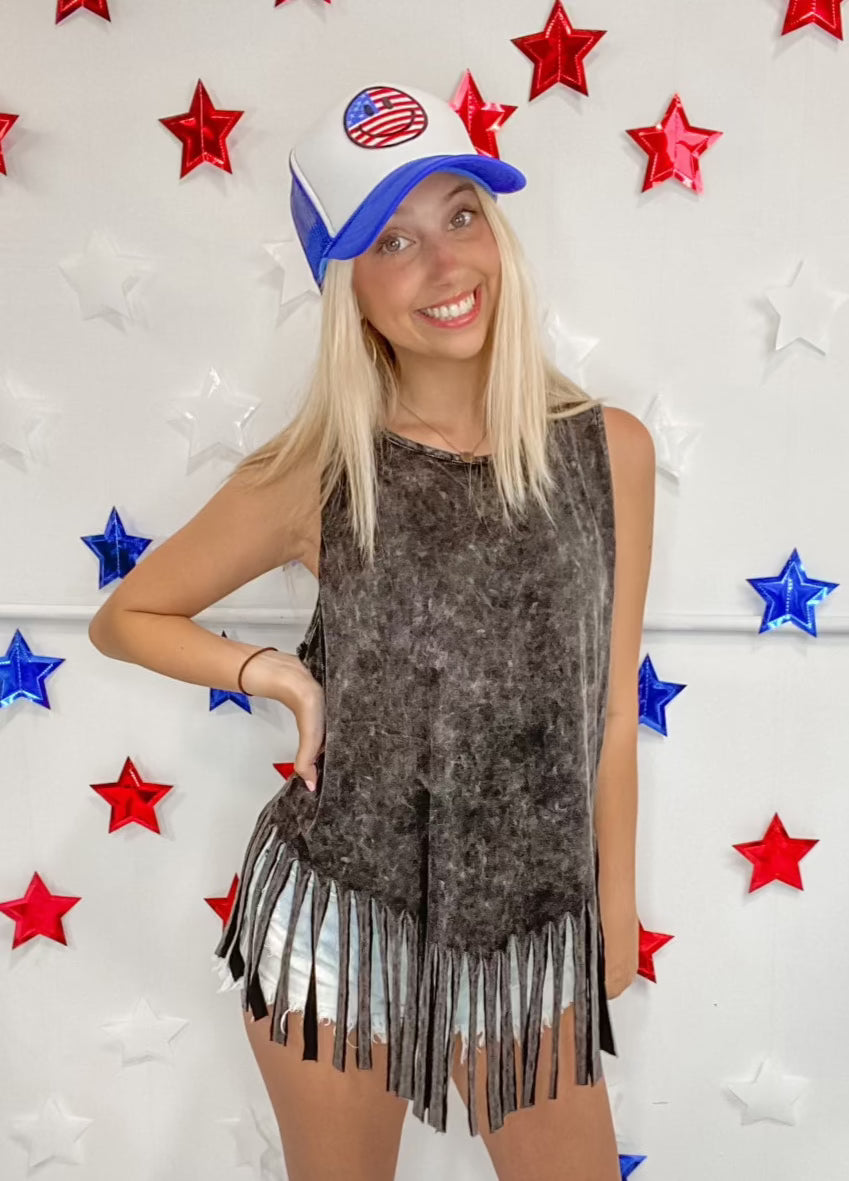 Fringe Party Top in Black