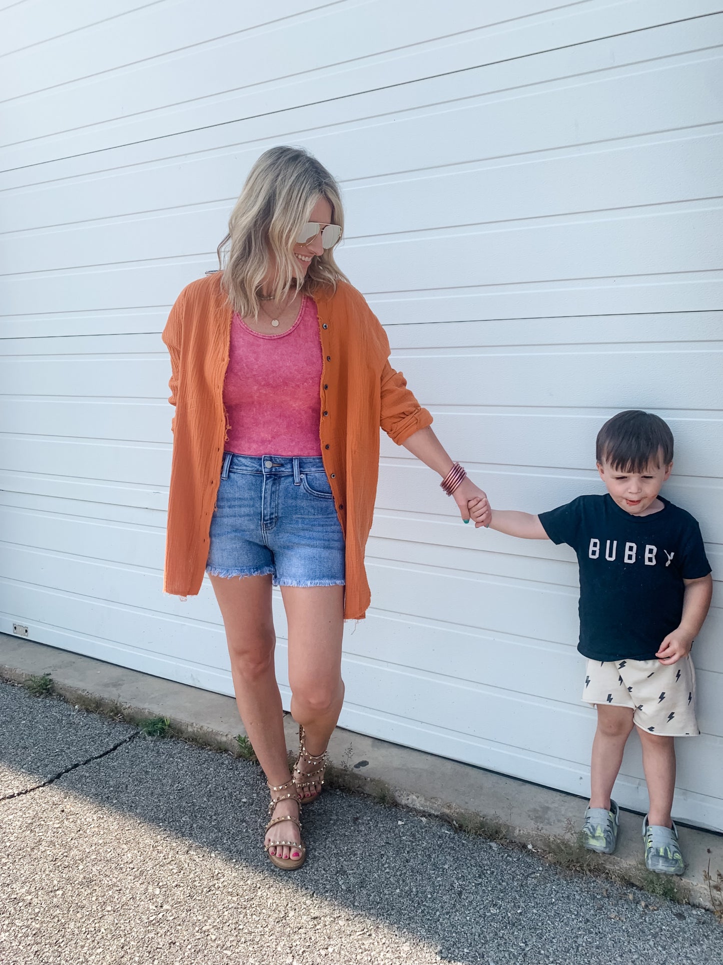 Easy Breezy Button Down in Orange - Large