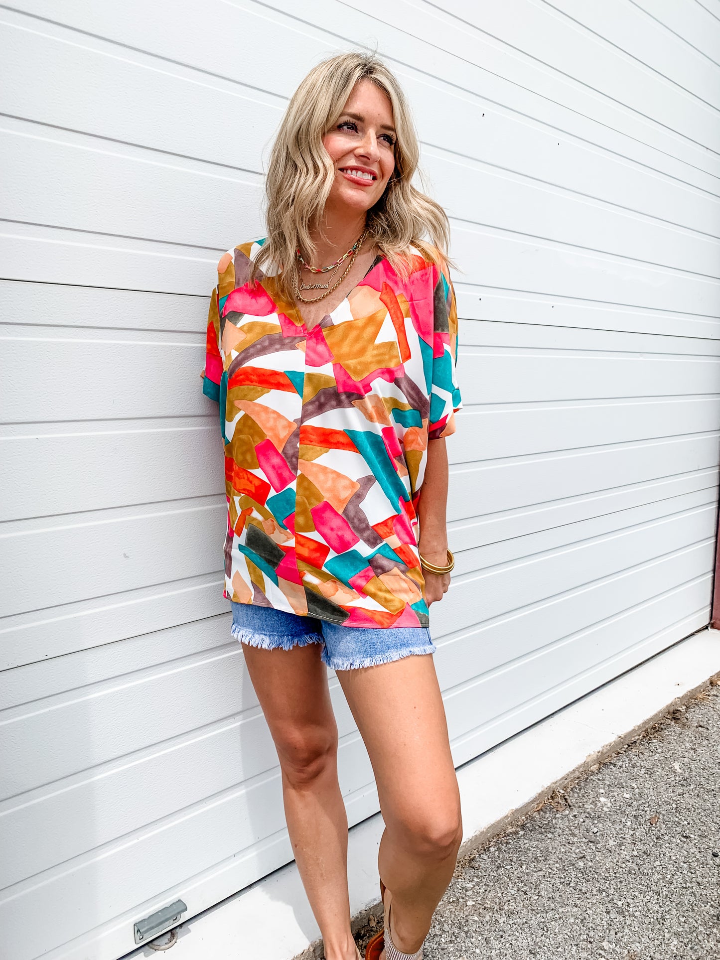 Vibrant Colorful Print Top