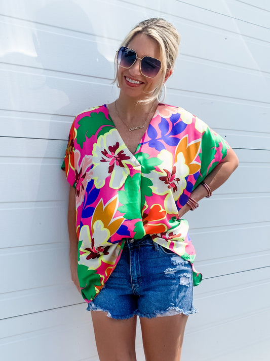 Stunning Bright Floral Print Top - large