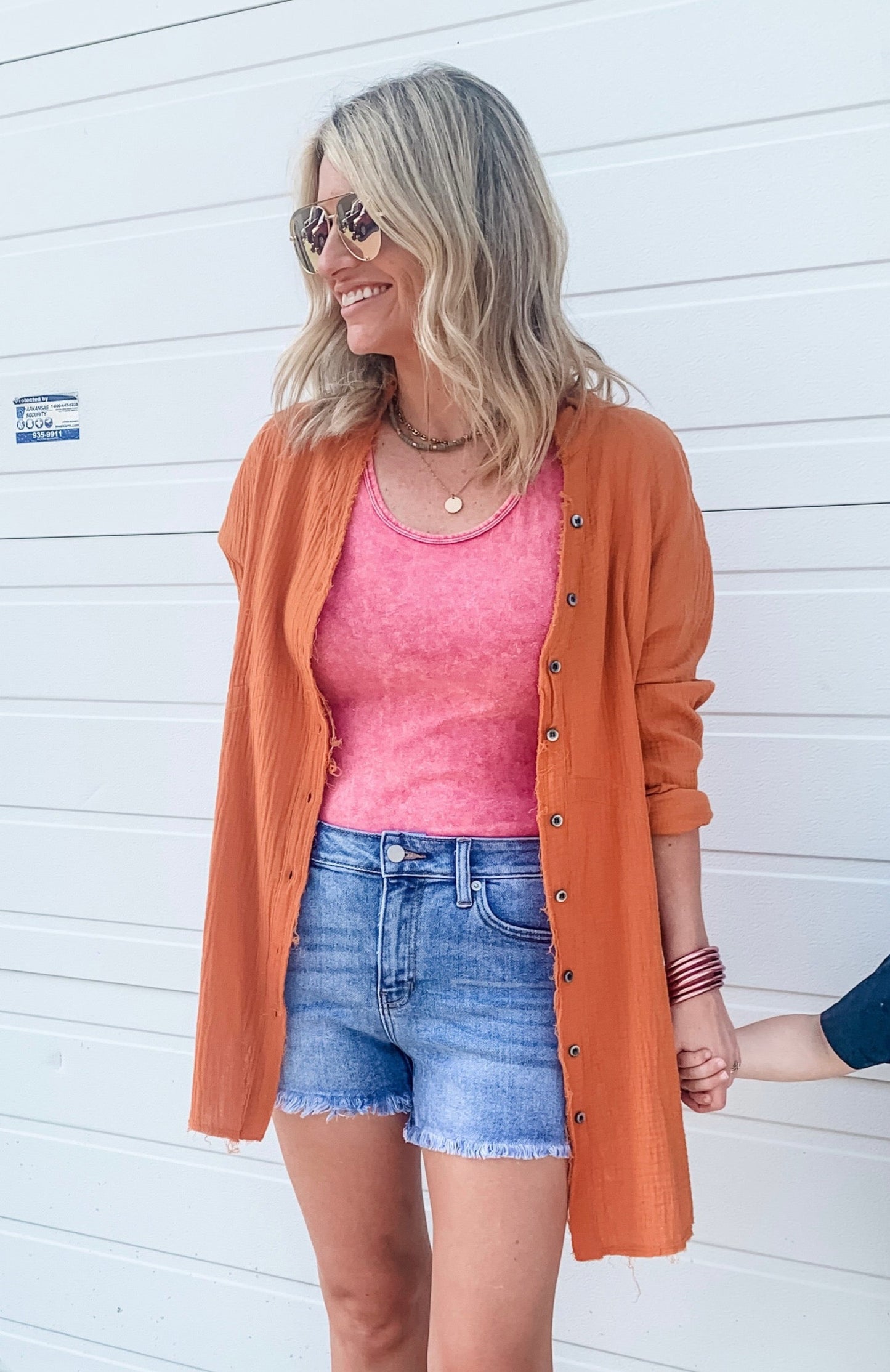 Easy Breezy Button Down in Orange