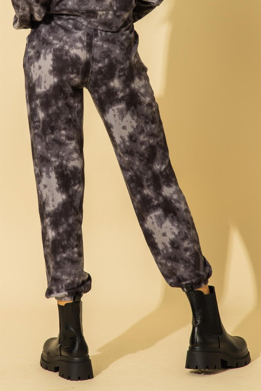 Cool Girl Tie Dye Joggers in Charcoal-LARGE