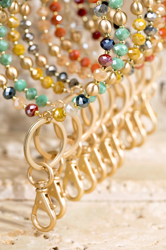 Beaded Key Ring in Mint