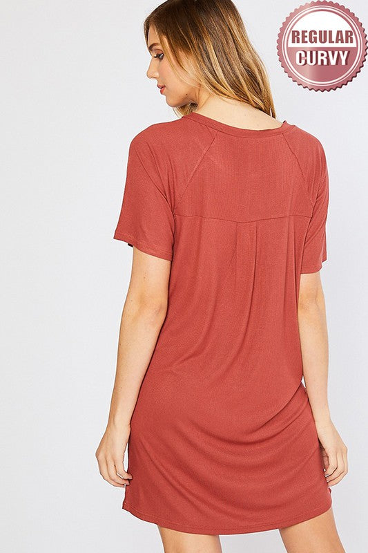 Snap It Dress in Crimson