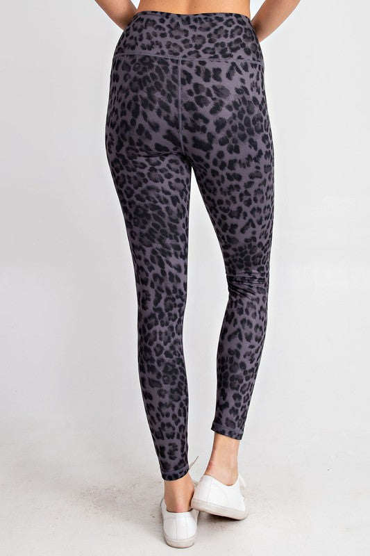 The BEST Leopard Leggings in Charcoal - MEDIUM