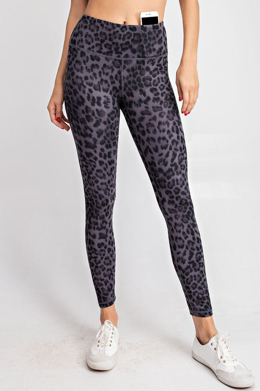The BEST Leopard Leggings in Charcoal - MEDIUM