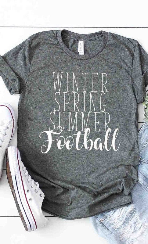 Winter Spring Summer Football Tee in Deep Grey