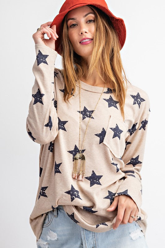 Oh My Stars Top in Khaki PLUS