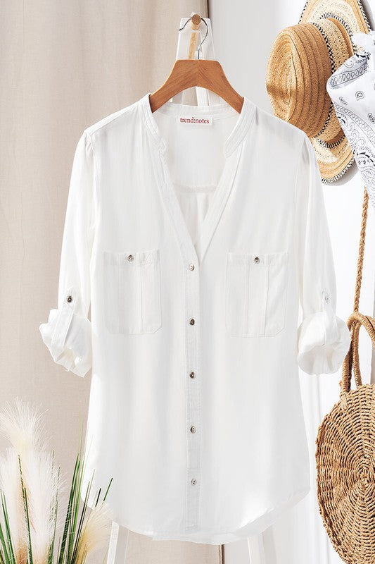 Isabella Button Down in White - small