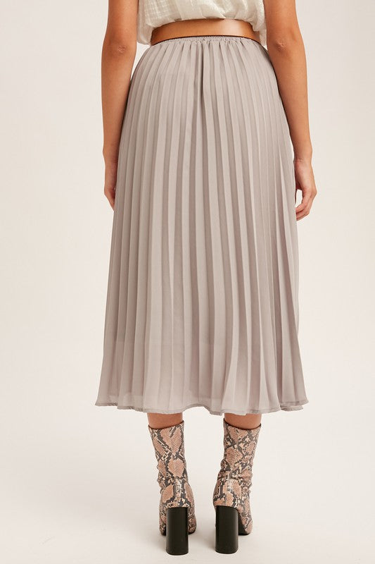 Pleated Chiffon Maxi Skirt in Grey - SMALL