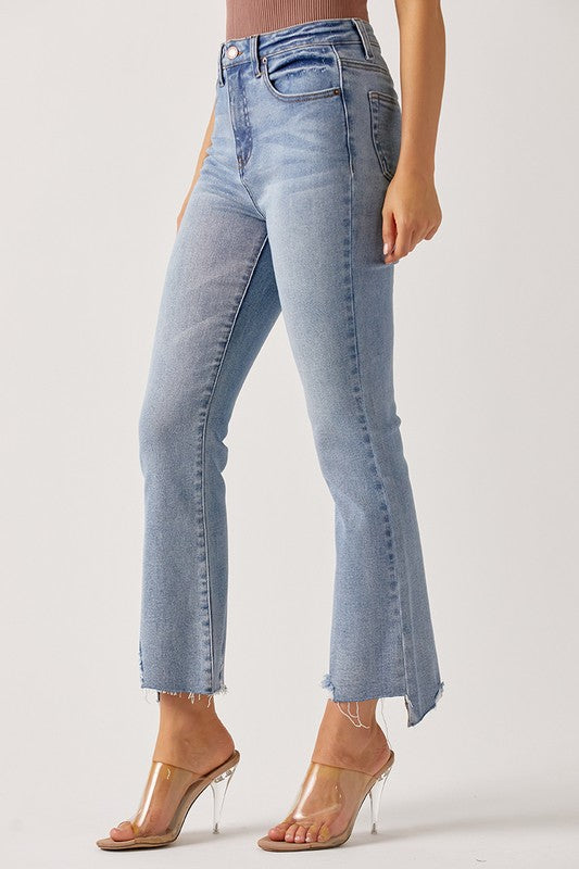 Amy High Rise Straight Raw Cut Jeans