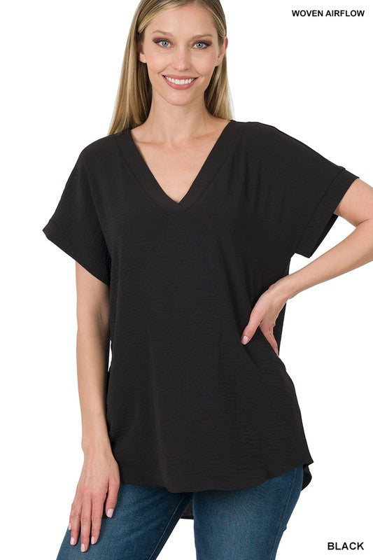 Everyday Essential V-neck Top in Black