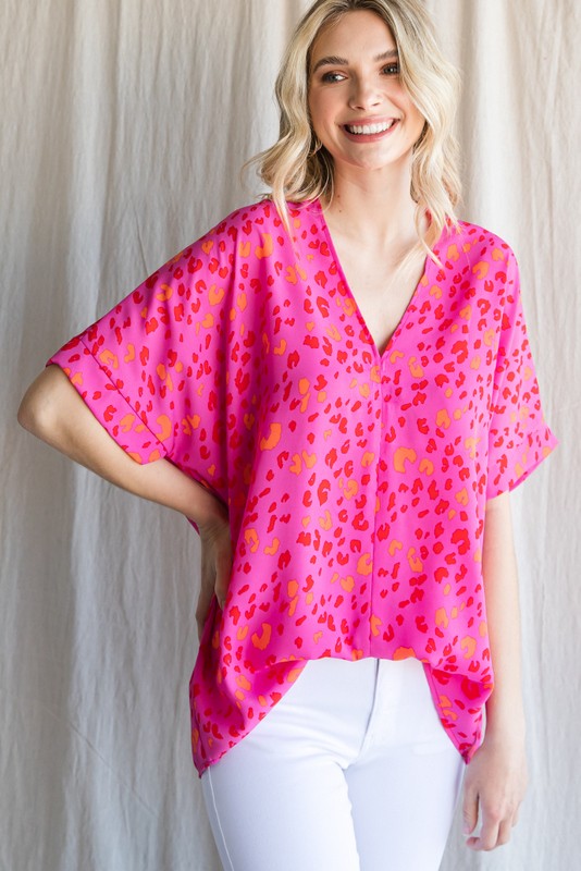 Hot Pink Leopard Print Top