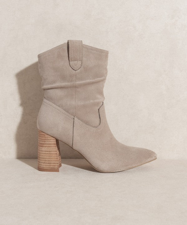 Mavis Suede Bootie in Taupe