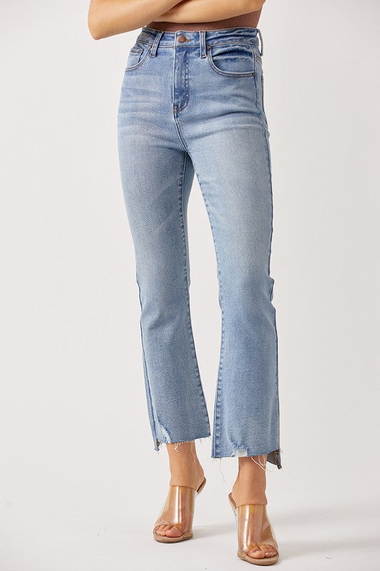 Amy High Rise Straight Raw Cut Jeans