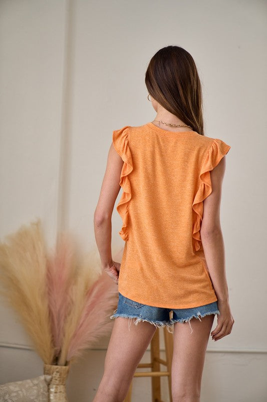 Mabel Ruffle Top in Orange
