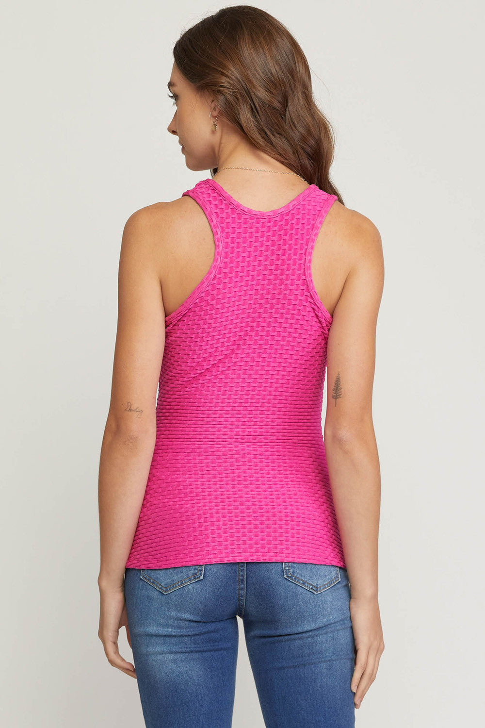Go For It Textured Tank in Hot Pink