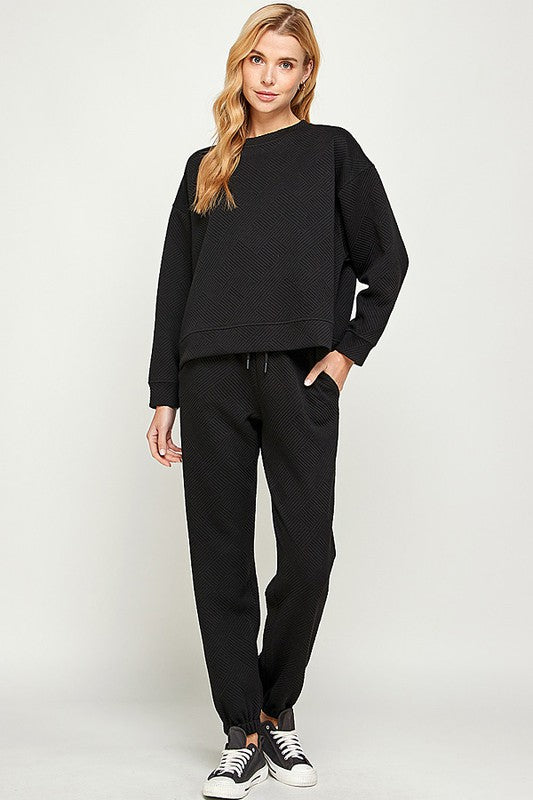 Textured Jogger Pants in Black