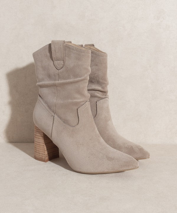 Mavis Suede Bootie in Taupe