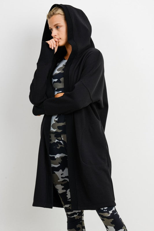 Black longline hooded discount cardigan