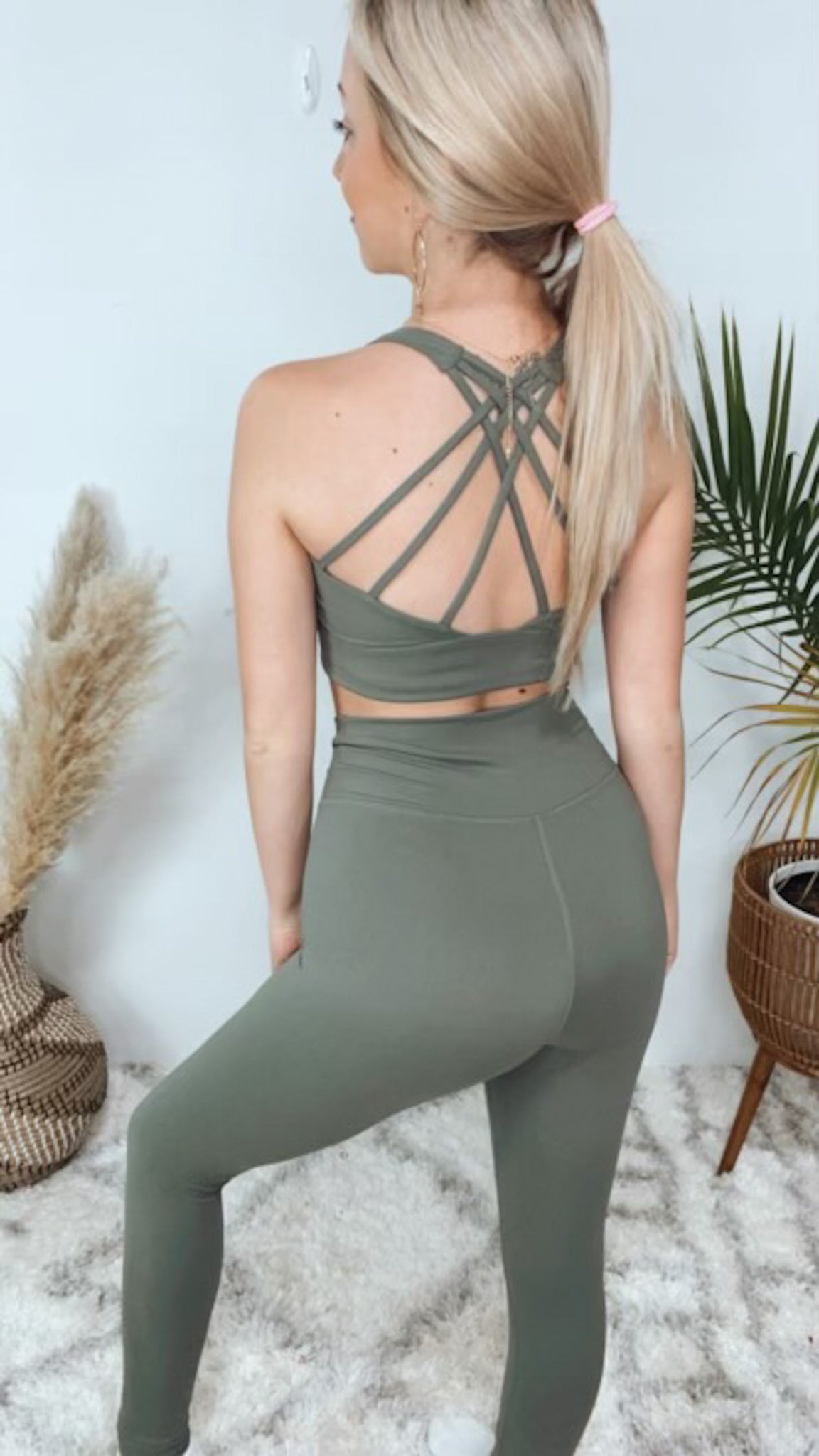 BEST Leggings With Crossover Waist in Sage Grey