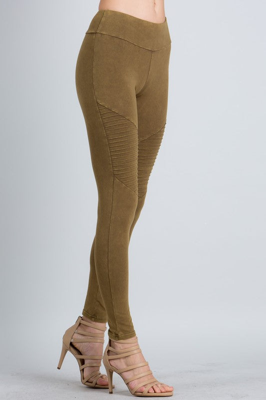 Mineral Wash Moto Leggings in Light Olive – Max & Addy