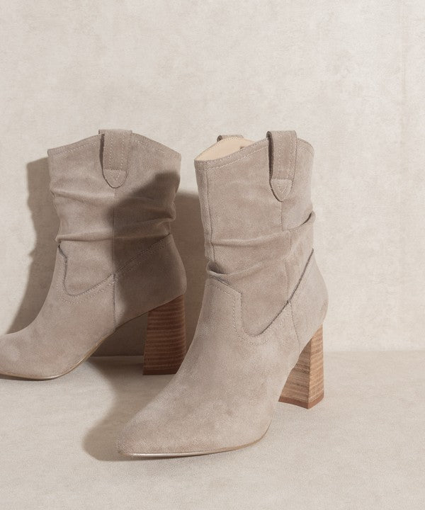 Mavis Suede Bootie in Taupe