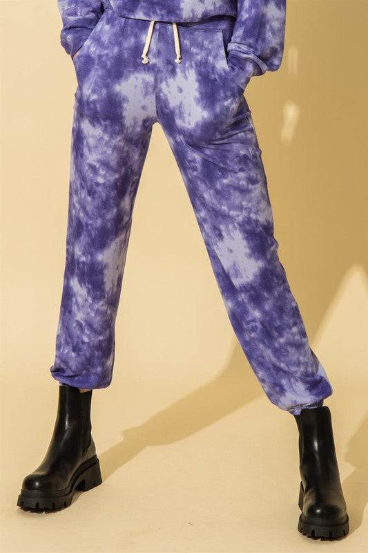 Cool Girl Tie Dye Joggers in Indigo-LARGE
