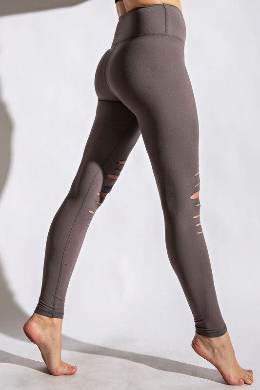 Edgy Laser Cut BEST Leggings in Smoky Grey