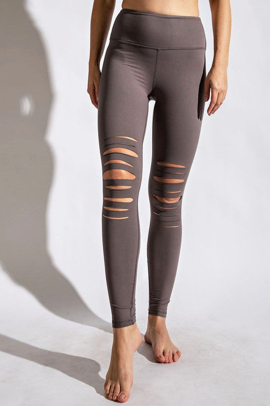 Edgy Laser Cut BEST Leggings in Smoky Grey